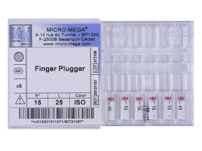 Finger Plugger n15 L25 2% (steel) - инструменты эндодонтические (6 шт.). Фото �2