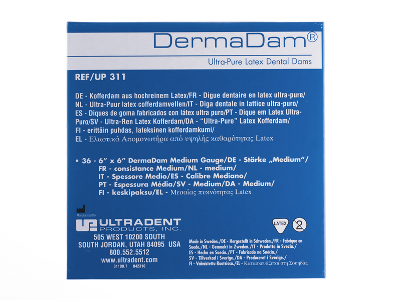 DermaDam Medium (толщина 0,2мм, 15х15см, 36 шт. уп.) - резиновая завеса для изоляции полости рта. Фото �2