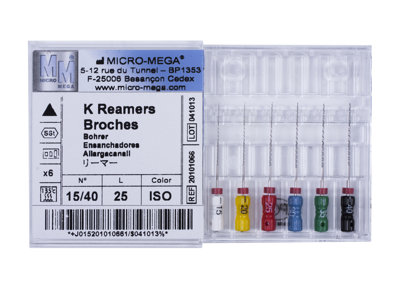 Reamers, Assortiment 15\40, L 25 (6 шт.\уп.)  -  инструменты эндодонтические