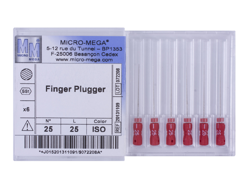 Finger Plugger n25 L25 2% (steel) - инструменты эндодонтические (6 шт.). Фото �2