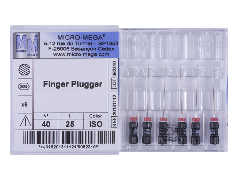 Finger Plugger n40 L25 2% (steel) - инструменты эндодонтические (6 шт.). Фото �2