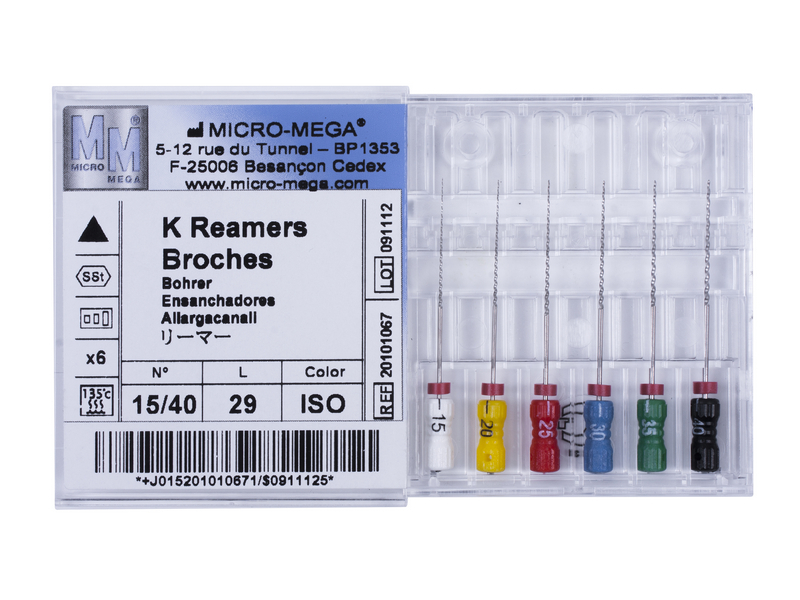 Reamers, Assortiment 15\40, L 29 (6 шт.\уп.)  -  инструменты эндодонтические