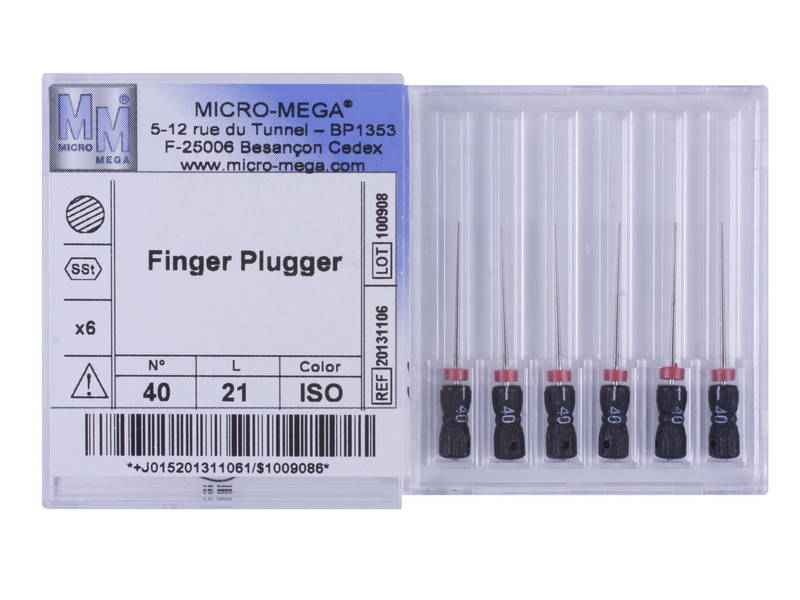 Finger Plugger n40 L21 2% (steel) - инструменты эндодонтические (6 шт.). Фото �2