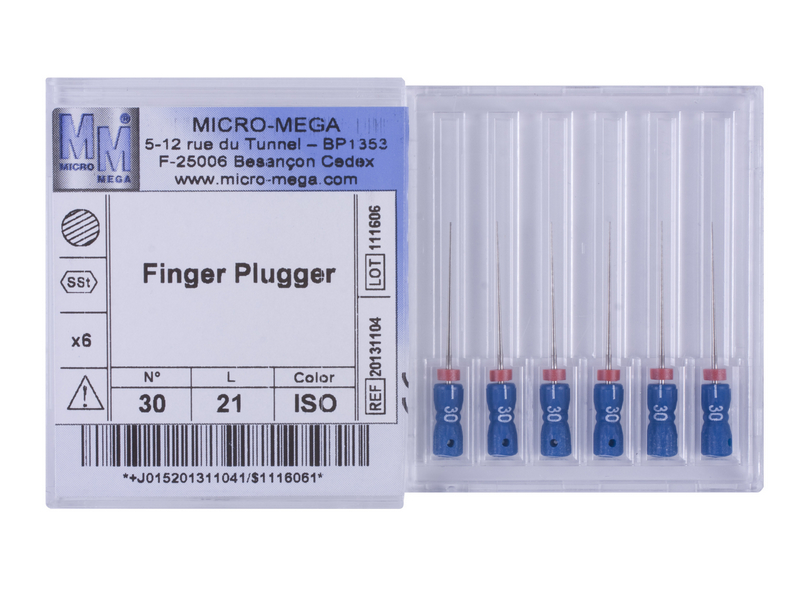 Finger Plugger n30 L21 2% (steel) - инструменты эндодонтические (6 шт.). Фото �2