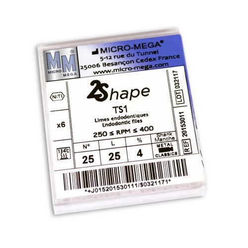 2Shape TS1 N25 L25 4% (6 шт/уп.) - инструменты эндодонтические ротационные